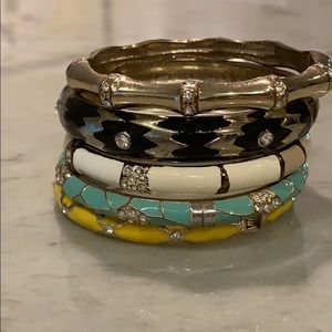 Sequin Set of 5 enamel bangle bracelets
